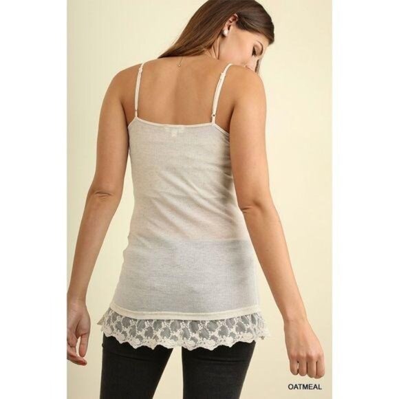 Umgee Womens Lace Trim Cami Tank Top - Picture 5 of 7